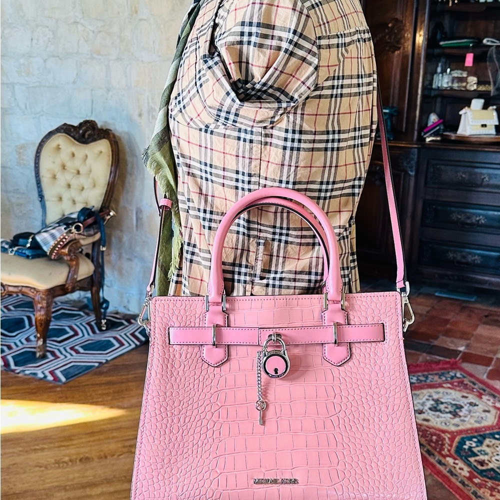 Michael Kors Hamilton Medium Embossed leather satchel crossbody&wallet set NWT - Picture 8 of 15